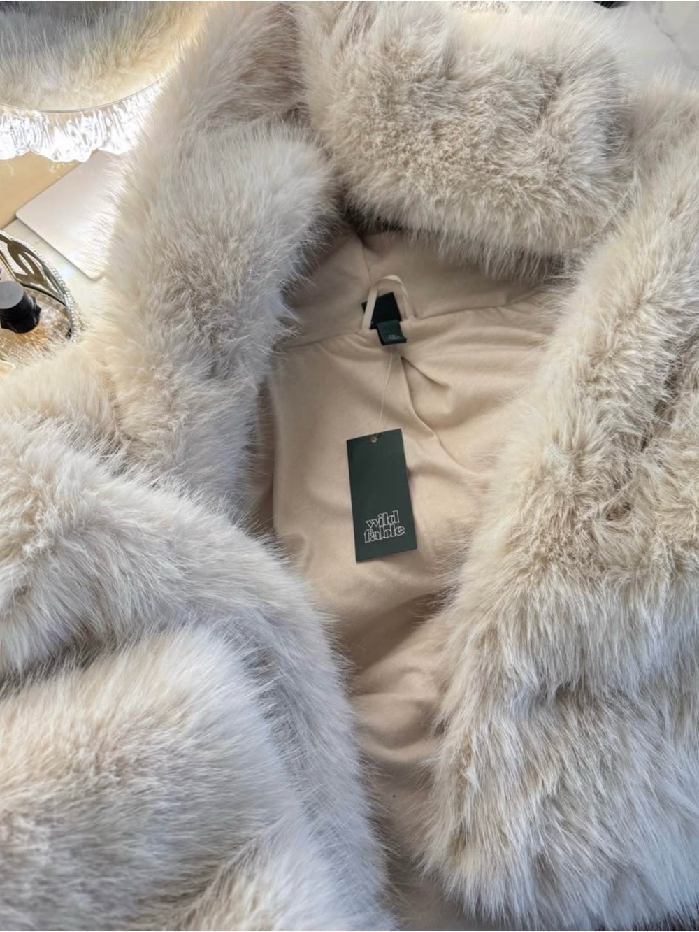 wild fable cropped hooded Faux-Fur jacket